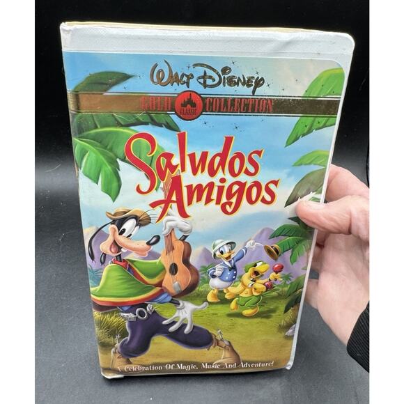 Saludos Amigos VHS & 2000 Gold Walt Disney Donald & Goofy Like New! & Inserts!